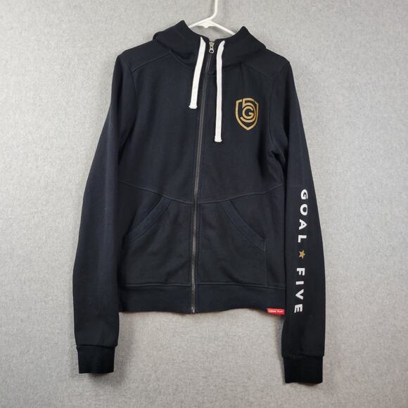 Goal Five Canada Soccer Black LS Zip Up Hoodie Sweatshirt Women's Large Pockets - Picture 1 of 13